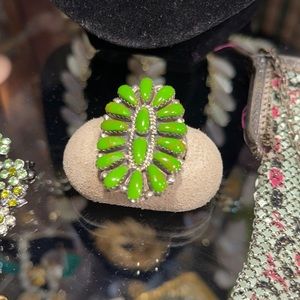 Unique Green Turquoise Sterling Ring
